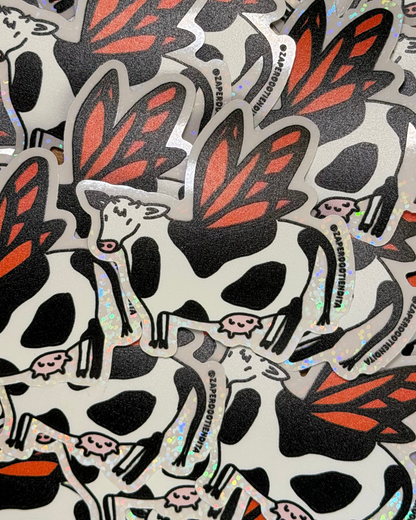 Sticker Vaca Mariposa Glitter Transparente