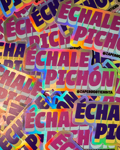 Sticker Échale Pichón Morado Holográfico