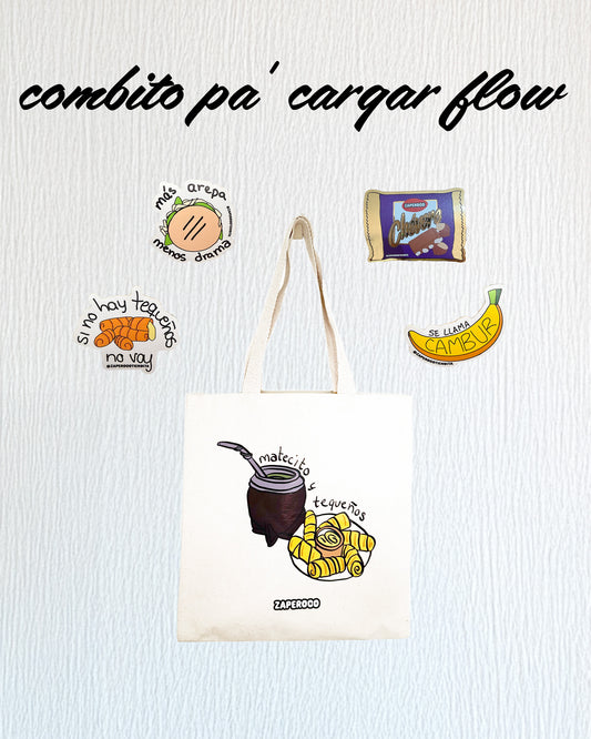 Combito pa' Cargar Flow - 1 Tote Bag 4 Stickers