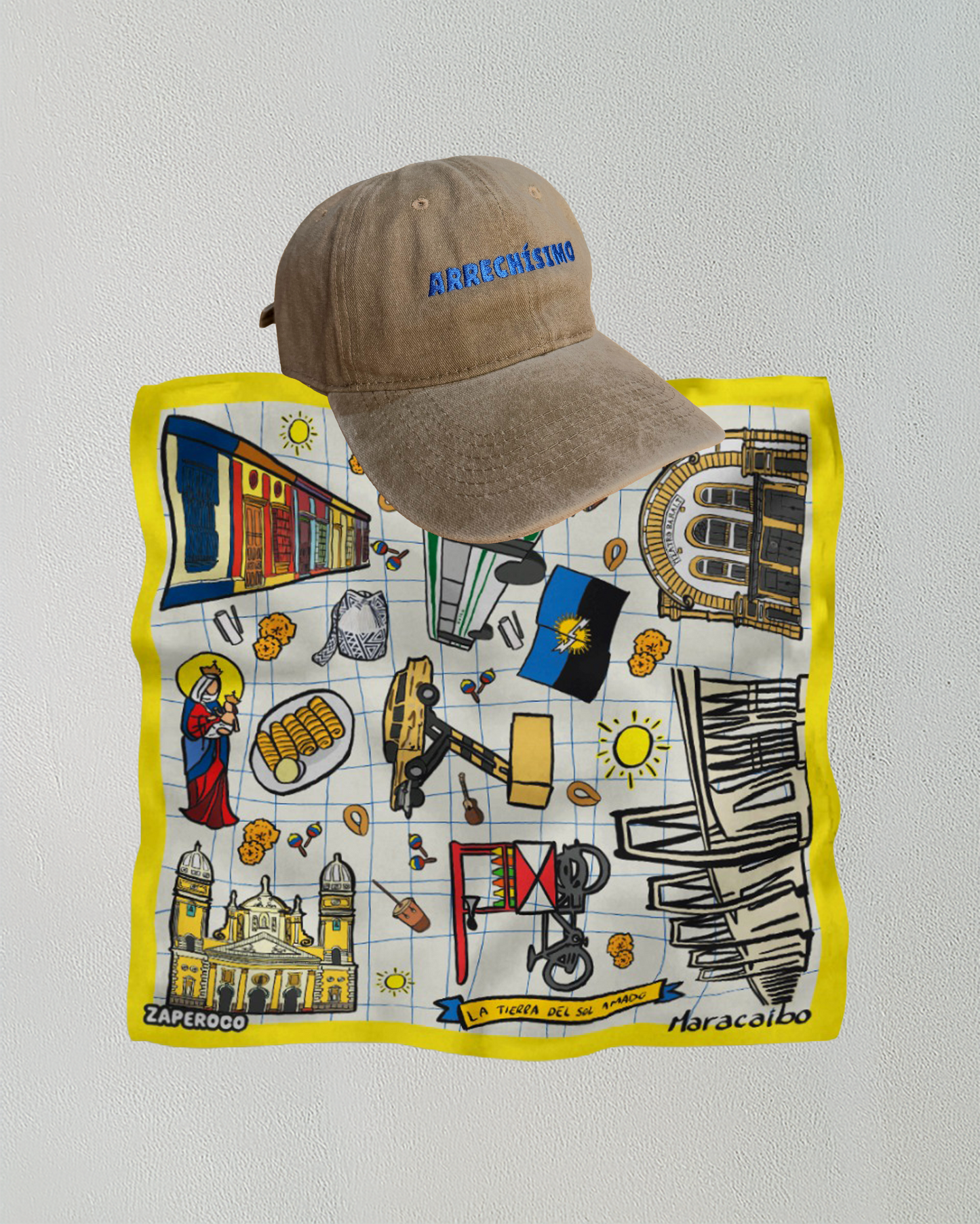Combo Pañoleta Maracaibo - Gorra Arrechisimo Beige