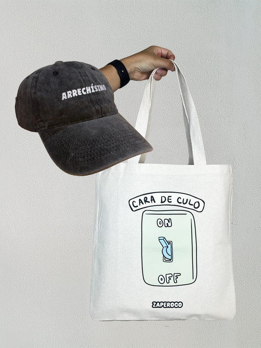 Combo Gorra Arrechísimo Negra - Tote Bag Cara de Culo On