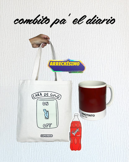 Combito pa' el diario - 1 Totebag + 1 Taza + 2 Stickers
